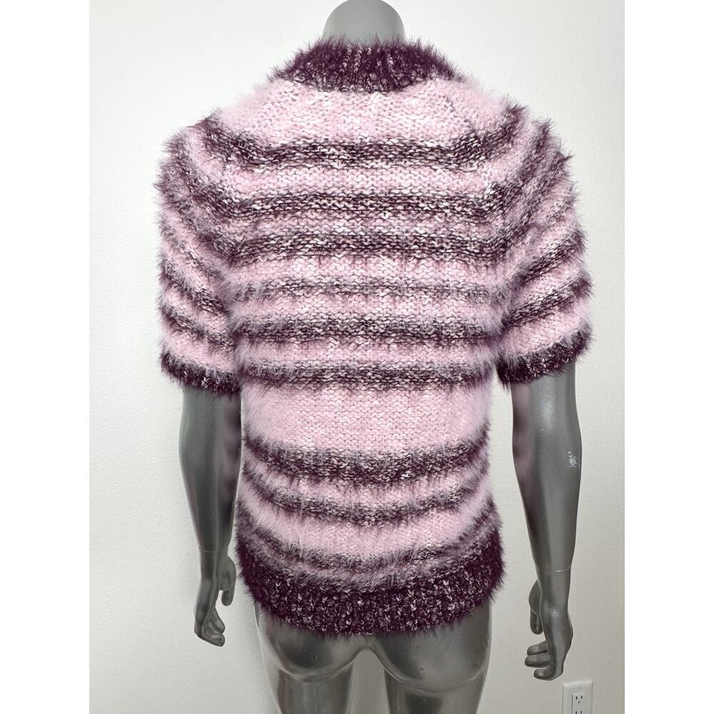 Pilcro Baby Sweater Short Sleeve Pink Striped Fuzzy Cozy M - Picture 6 of 12